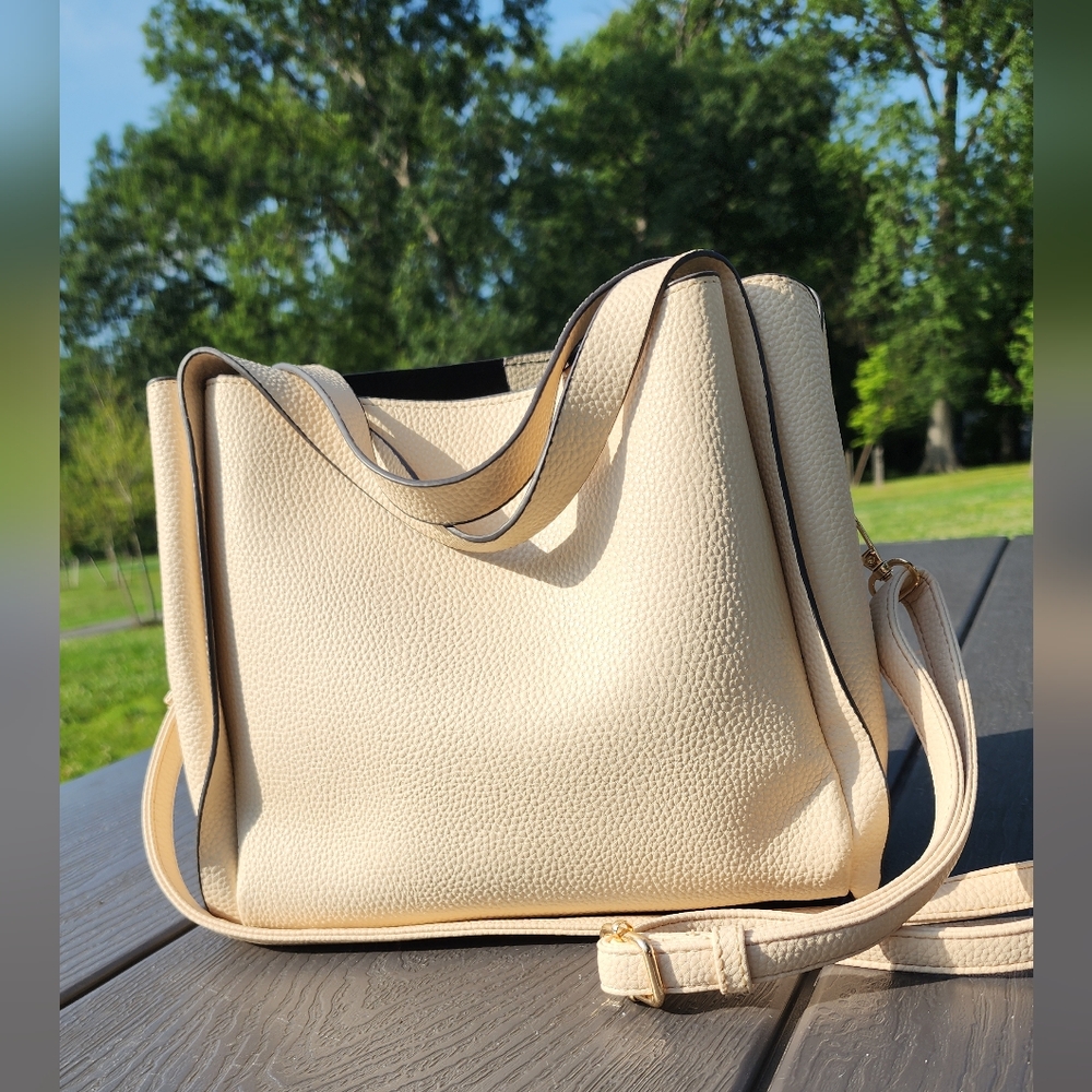 Kate Spade Cream Textured Tote Crossbody Bag New Without Tag - Picture 7 of 7